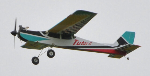 Irvine Tutor - deceased! RC trainer plane at Truro and district model flying club