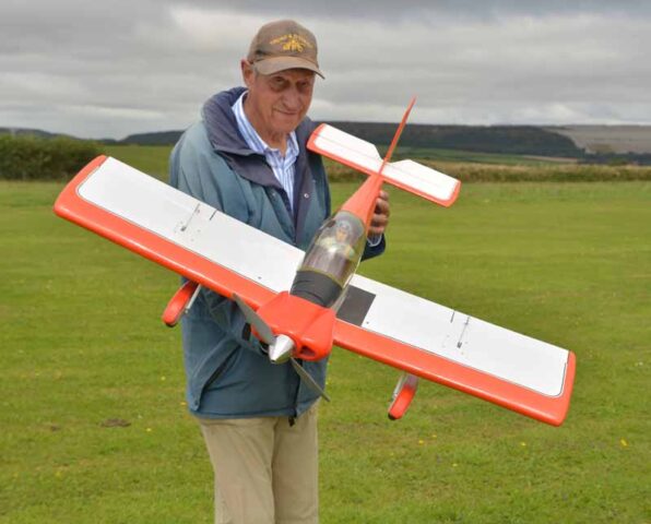 Mike with his Colibri Pilot with radio control model plane at Truro model flying club