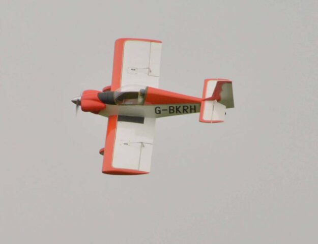 Colibri banked turn Model plane flying at Truro model flying club