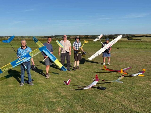 A fine sunny afternoon for some gliding fun model gliders and pilots at truro flying club